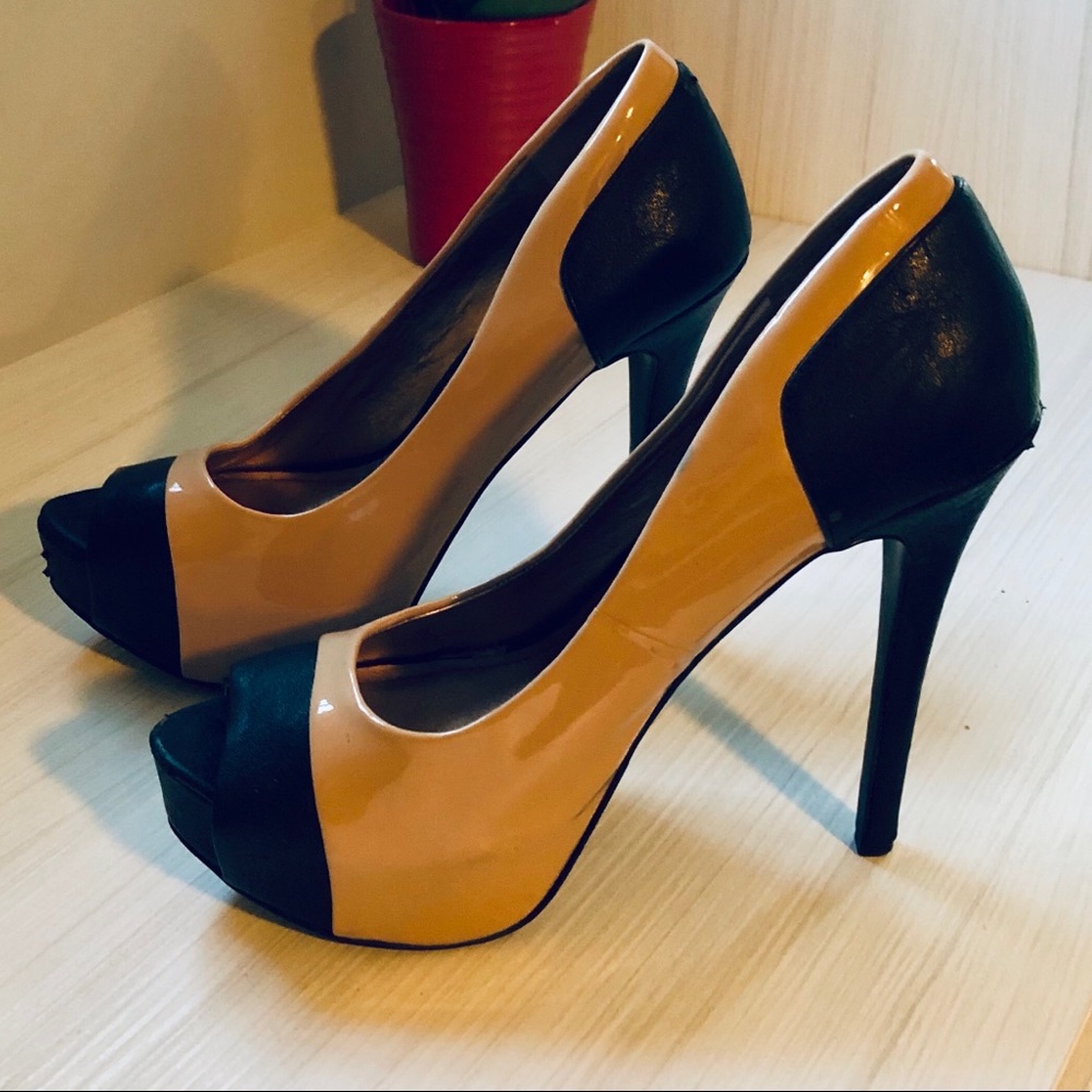 BCBGeneration Patent Leather Peep Toe Heels